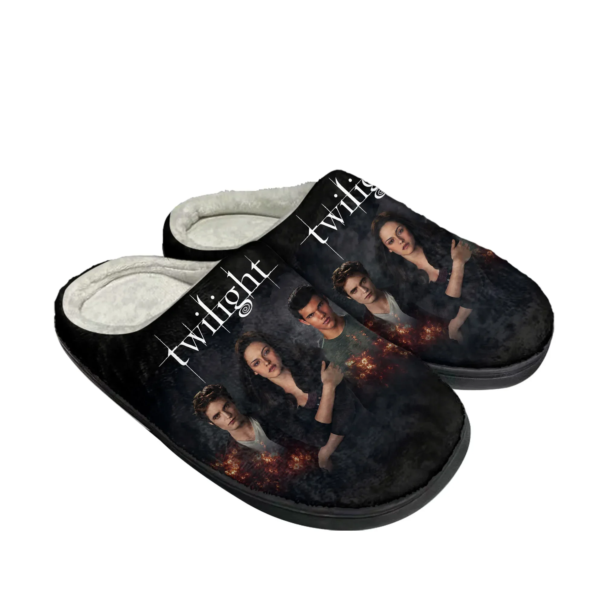 Pantuflas de algodón para el hogar con diseño de la Saga Crepúsculo, pantuflas de felpa para hombre y mujer, informales, para dormitorio, que mantienen el calor, pantuflas térmicas, zapatos personalizados