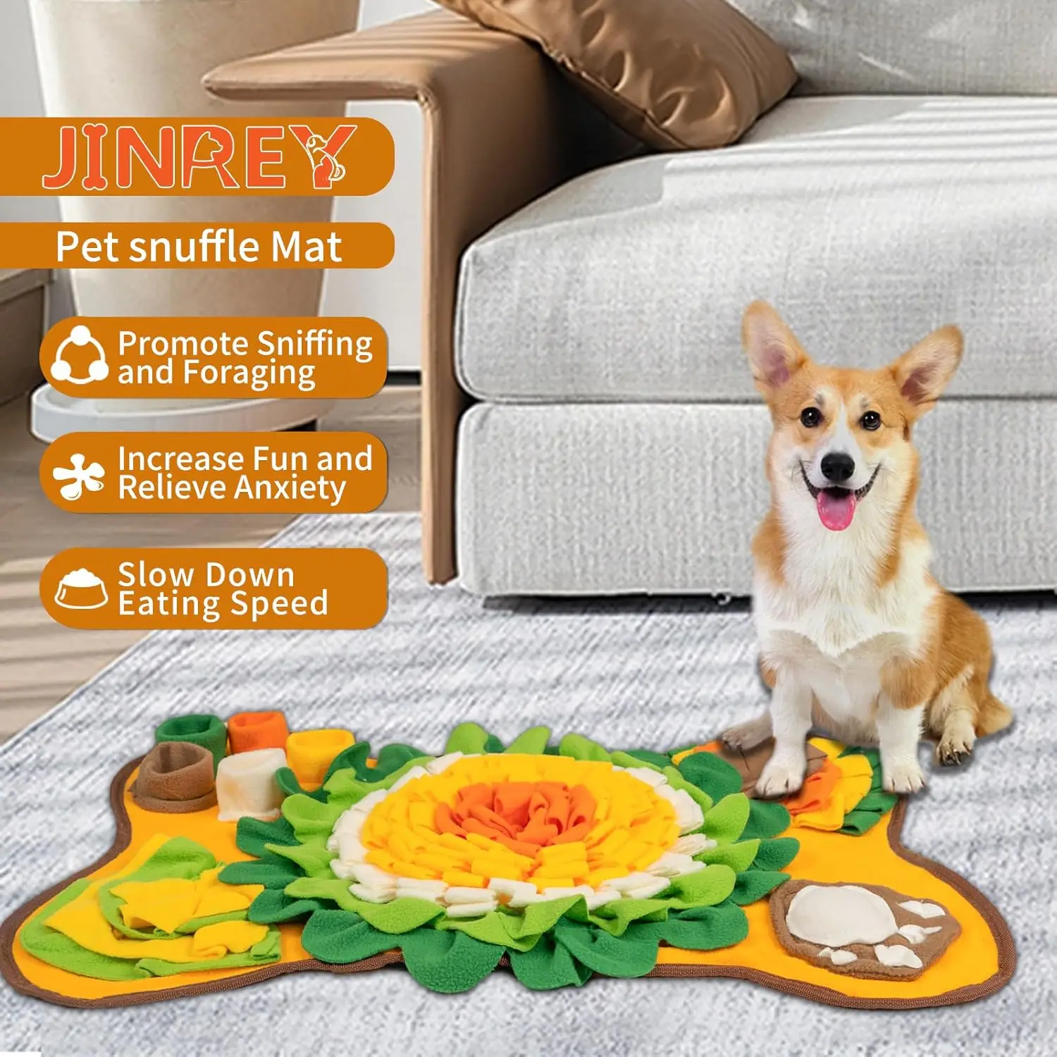 Pet Snuffle Mat for Puppies Dogs,Interactive sniff mat for Small and Medium，Mental Puzzle Toys for Smell Training and Slow Feede