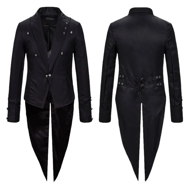 Costume vittoriano medievale per adulti Tuxedo Gentlema Tailcoat Gothic Steampunk Trench Coat Frock Outfit soprabito uniforme per uomo