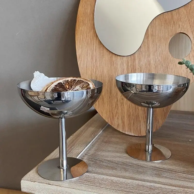 Stainless Steel Dessert Cups，Luxury Ice Cream Cup High Footed Yogurt Dessert Cup，Serving Plates，Fruit Bowl Cake Dish