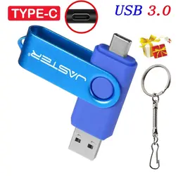 JASTER High Speed TYPE C 3.0 Pen Drive 128GB Free Keychain USB Flash Drive Rotatable Memory Stick Computer Mobile Phone 2 in 1