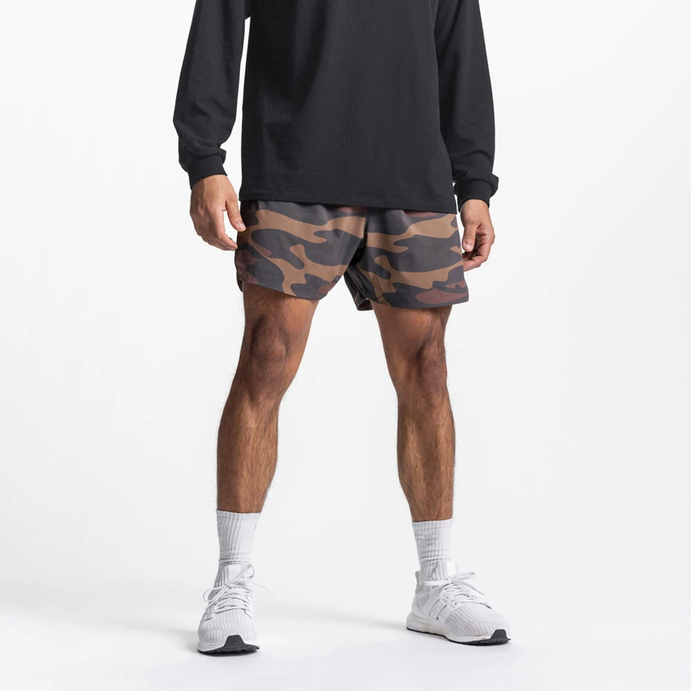 Mens 2 IN 1 Fitness Shorts Gym Bodybuilding Nylon Stretch Shorts Two Pieces GYM Camo Training Running Workout Short Pants 4XL