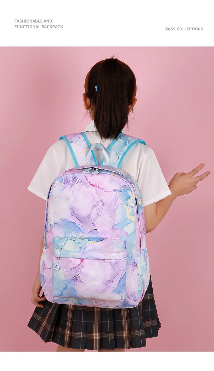 Kochou Shinobu Print School Backpack Set with Lunch Bag Pencil Case for Girls Kids Student Bookbag