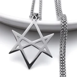 Unicursal Hexagram Stainless Steel Chain Necklaces for Women/Men Silver Color Pendant Necklace Jewelry collier femme N8536S03