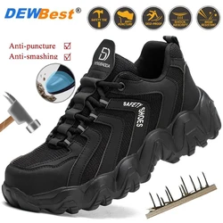 Zapatos de seguridad indestructibles para hombre, calzado ligero y cómodo con punta de acero, resistente a los pinchazos, calzado de trabajo protector