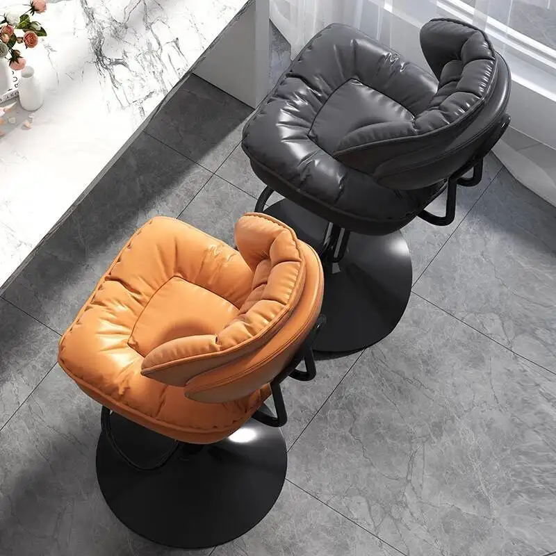 Czarny luksusowy stołek barowy obrotowy wysokiej jakości stołek barowy wodoodporny obrotowy Sillas Para Barra De Cocina Meble