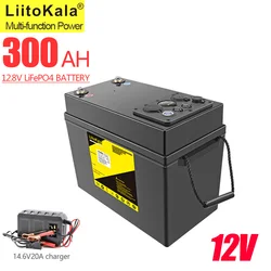 LiitoKala 12V 300Ah LiFePO4 Battery 12.8V Power For RV Campers Golf Cart Off-Road Off-grid Solar Wind，QC3.0 Type-C USB output