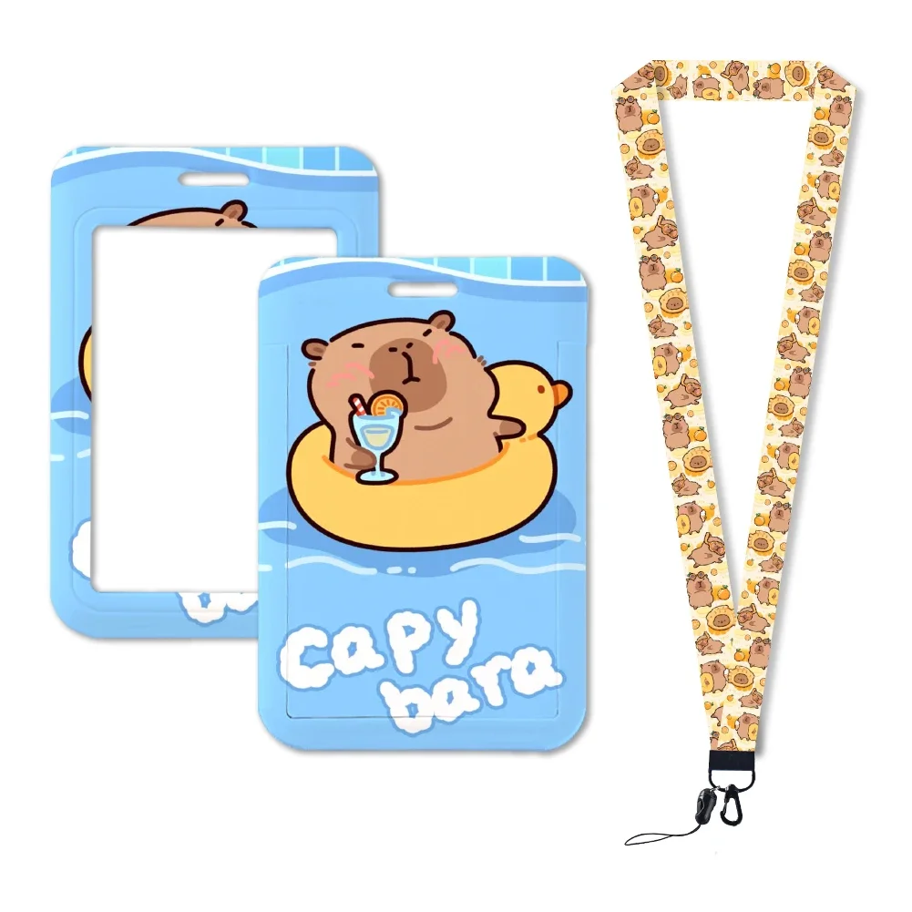 Capybara Neck Lanyards Keychain Badge Card Holder ID Credit Card Pass Hang Rope Lanyard For Keys Accessories Gifts