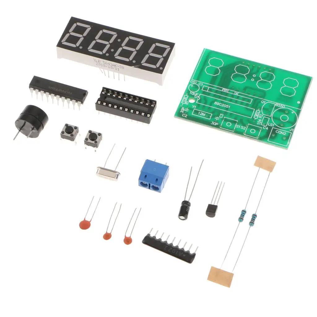 LED Electronic Clock DIY Kit Red Display Accurate Timing PCB Board Digital Alarm for Hobby Electronics