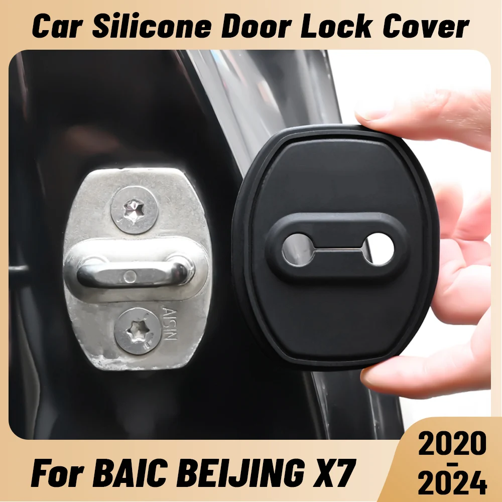 For BAIC BEIJING X7 2020-2024 Car Door Shock Absorber Door Lock Protector Silicone Auto Door Lock Latches Cover Accessories