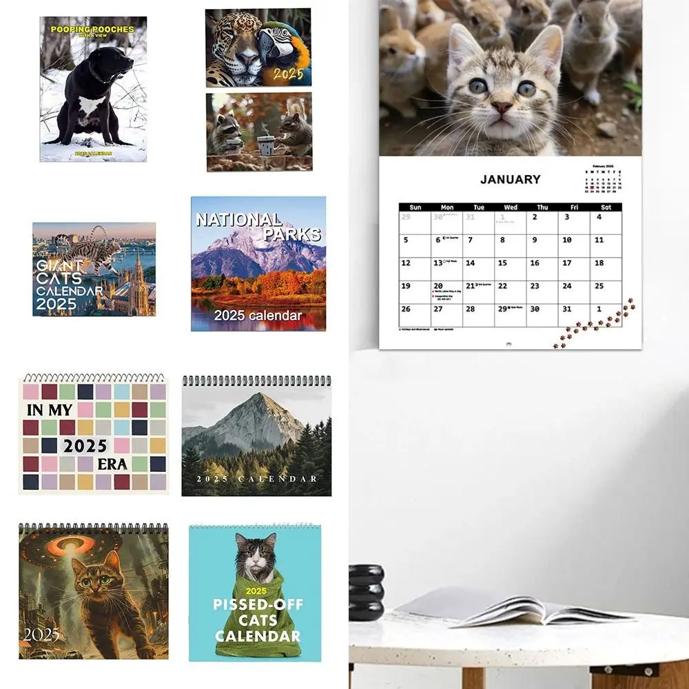 animais naturais calendario de papel pendurado calendario de parede caes pooping planejador diario e semanal e mensal 2025 01