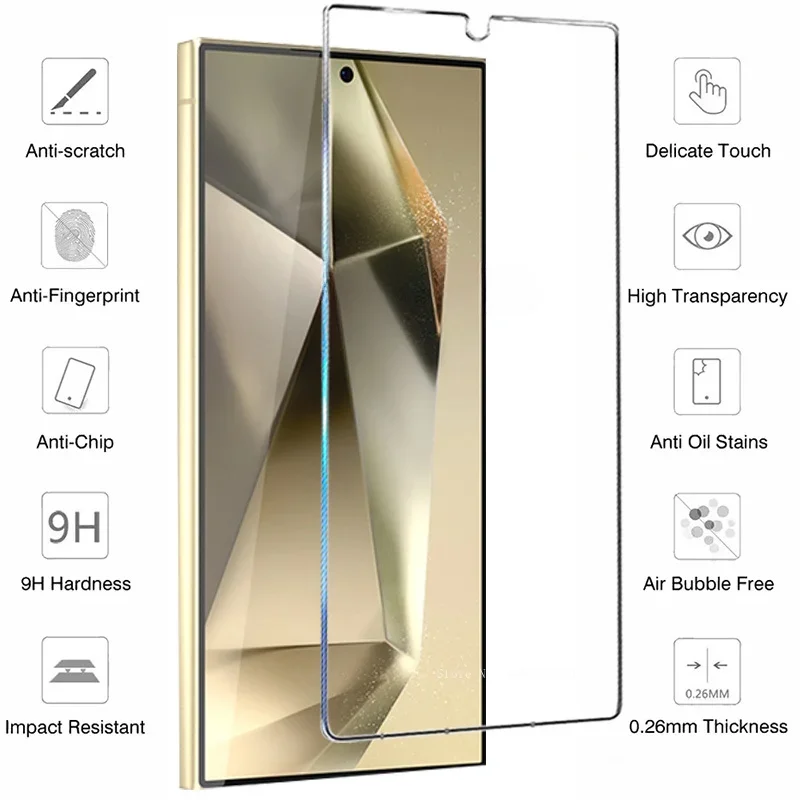 6in1 Full Cover Screen Protector for Samsung Galaxy S24 S23 S22 S21 Ultra Plus S20 FE 9H Tempered Glass Fingerprint Unlock Glass