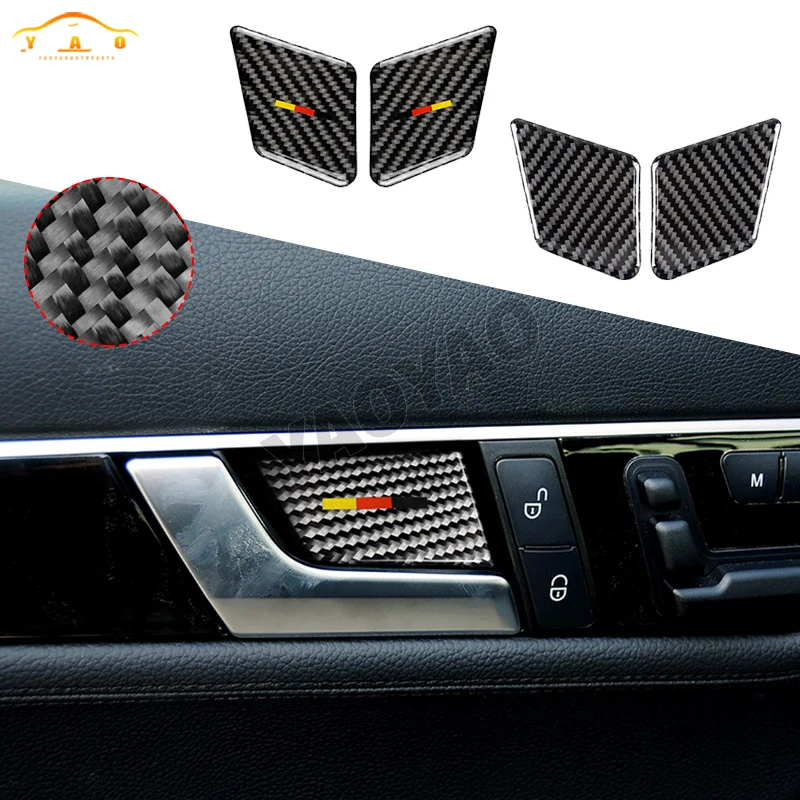 

Carbon Fiber Car Inner Door Bowl Panel Decorative Stickers For Mercedes Benz C-Class W204 2007-2010 Car Interior Accessories