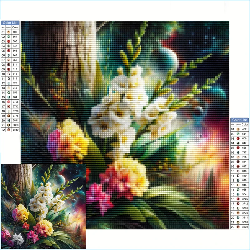 

Diamond Painting 2025 New Collection Diamond Art Full Crystal Beautiful Bouquet Of Colorful Gladiolus Flowers Stitch Products