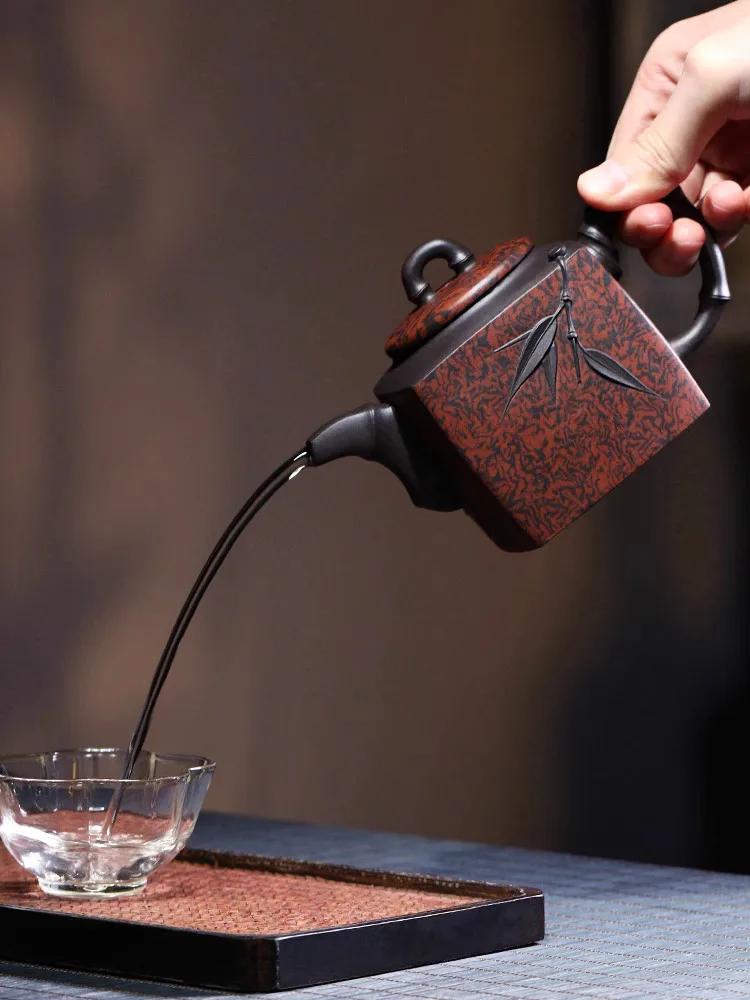 Yi Pure Handmade Purple Clay Pot Authentic Original Mine Household Tea Set Square Tool Twisted