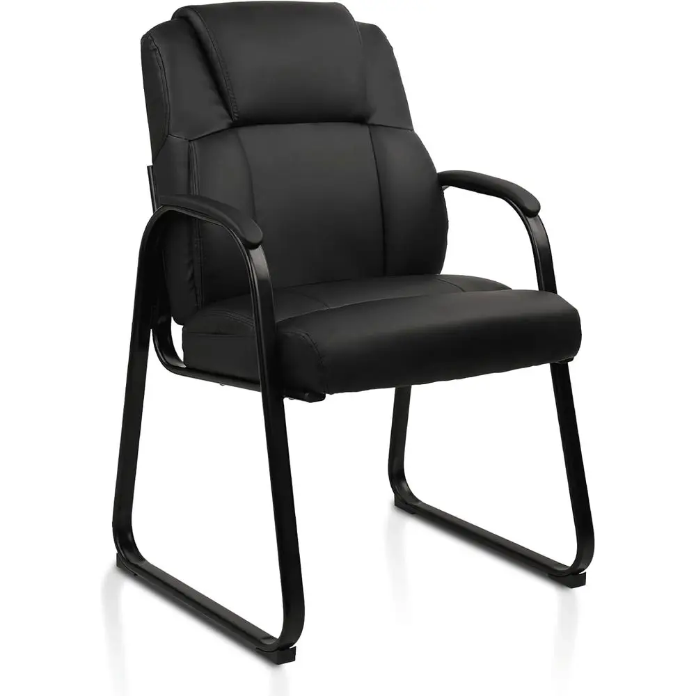 Gt Chair Leather Retion Chair with Bonded Padded Arm Rest and Sled Base Desk Chair No Wheels or Retion Conerence Waiting Room Si