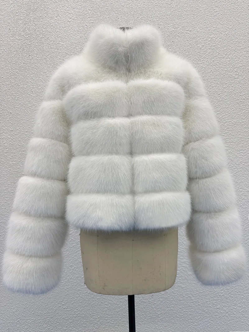 ZADORIN Elegancki płaszcz z imitacji futra z długim rękawem i stójką, puszysty damski płaszcz zimowy, grube kurtki z imitacji futra, top damski