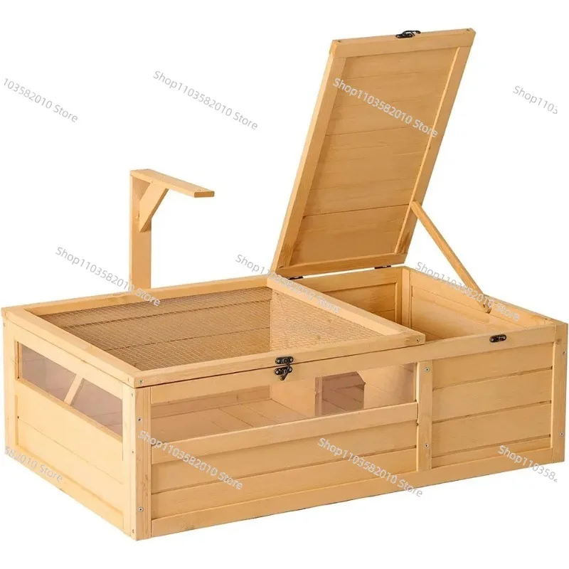 Wooden waterproof reptile glass container Wooden turtle house with lightweight stand
