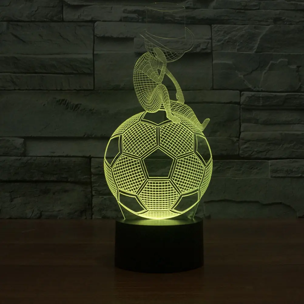 3D Football Boy LED Night Light with Hologram Effect Touch Sensitive Color Change Lamp 7 for Bedroom Kids Room Home