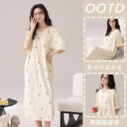 Maternity Clothings Nursing Dresses Breastfeeding Sleepwear Pattern Printing Cheerful and Lively Girl Feeling for Pregnant Women