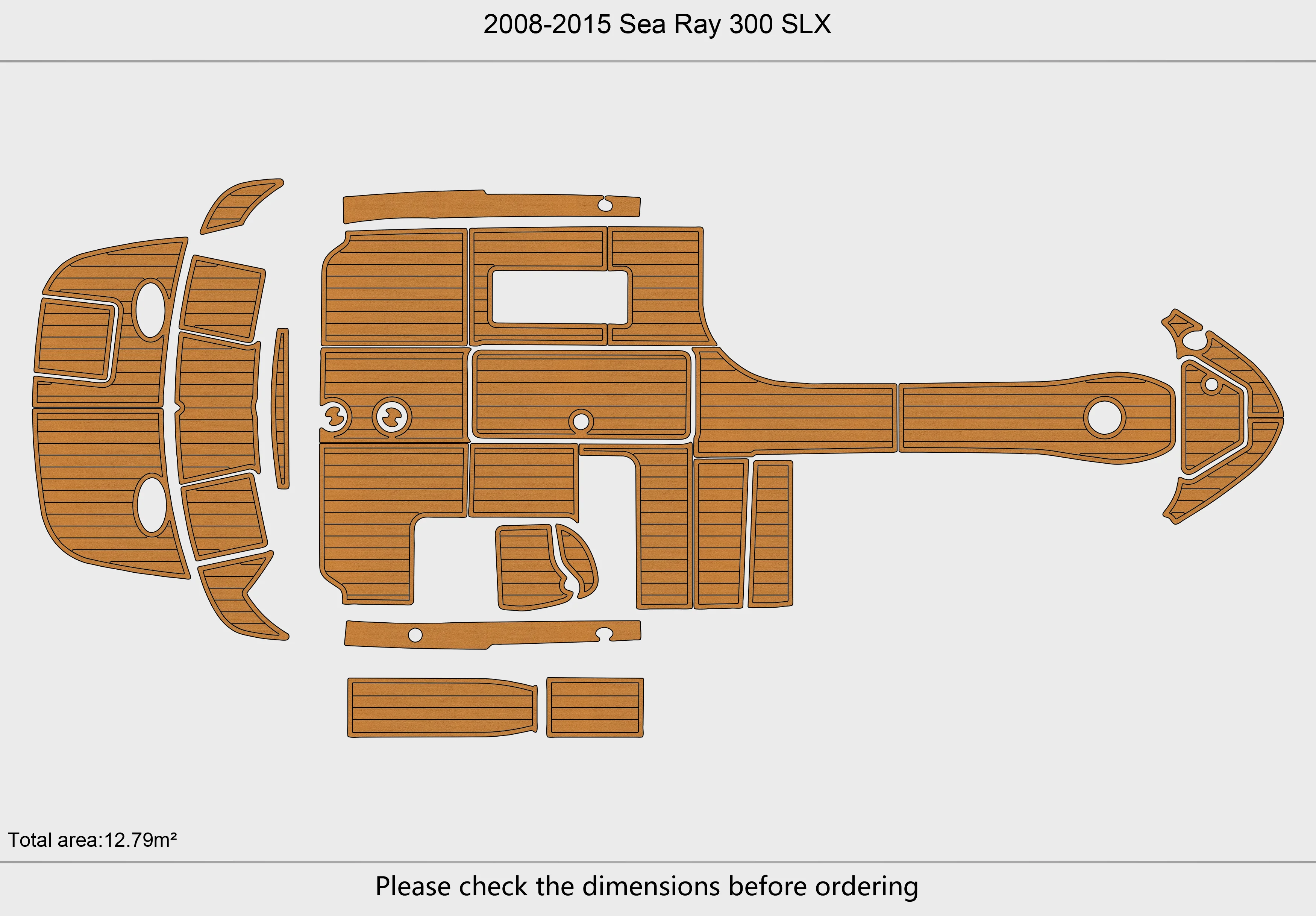 Eva foam Fuax teak seadek marine floor For 2008-2015 Sea Ray 300 SLX Cockpit Swim platform 1/4