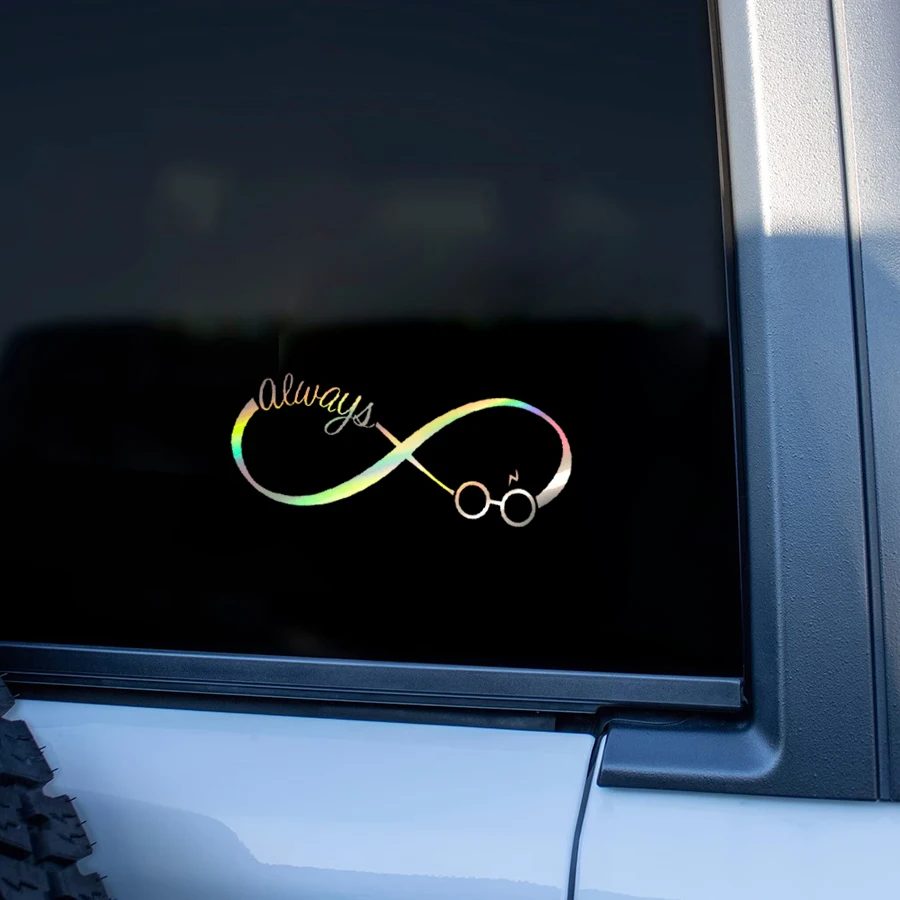 Harry Potter siempre infinito símbolos vinilo pegatina para parachoques de coche fresco minimalista parabrisas de coche ventana calcomanías decoración de ordenador portátil