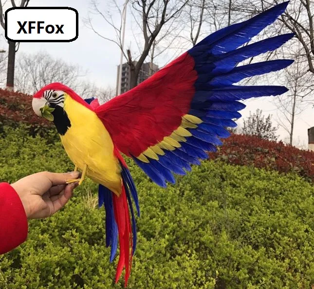 

new simulation red&yellow parrot model foam&furs real life wings parrot bird model gift about 40x60cm d0211