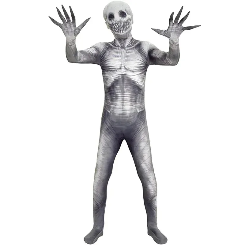 Spaventoso Tuta Costume Adulto Uomini DonneIl Rastrello Costume Zalgo Slenderman Tuta 3D Spaventoso Costume di Halloween Per Bambini Ragazzi Ragazze