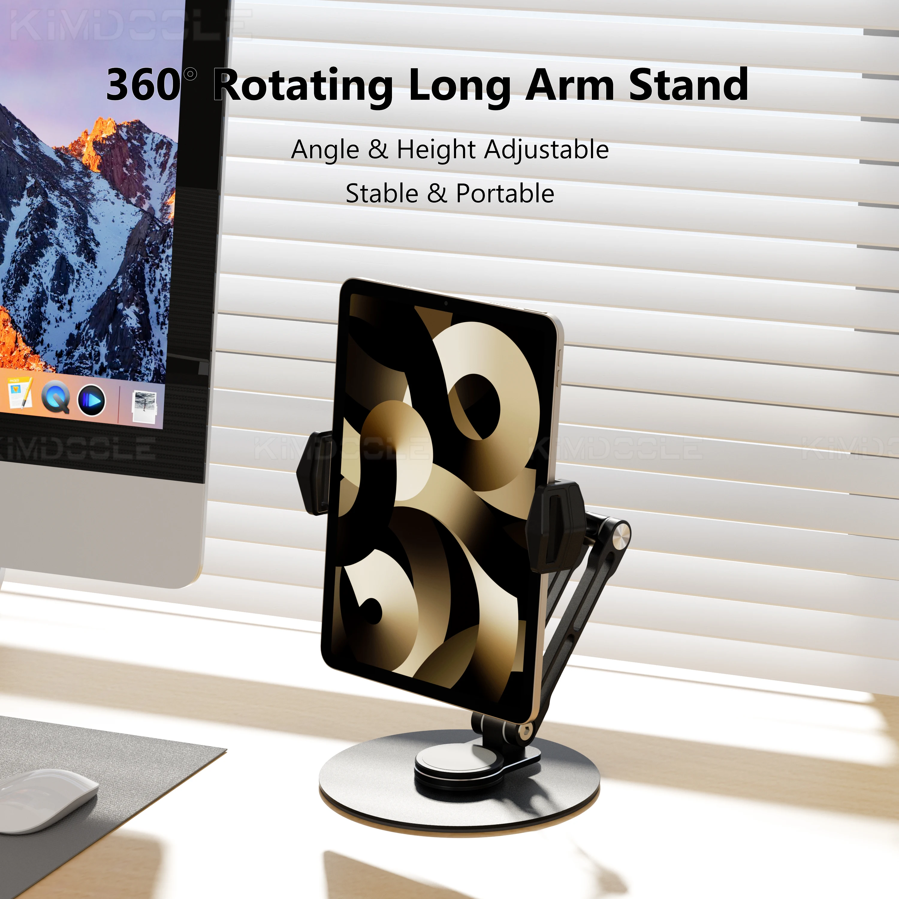 Imagem -03 - Suporte para Monitor Portátil com Rotação 360 Braço Dobrável Tablet Support Displays Monitor Acessórios