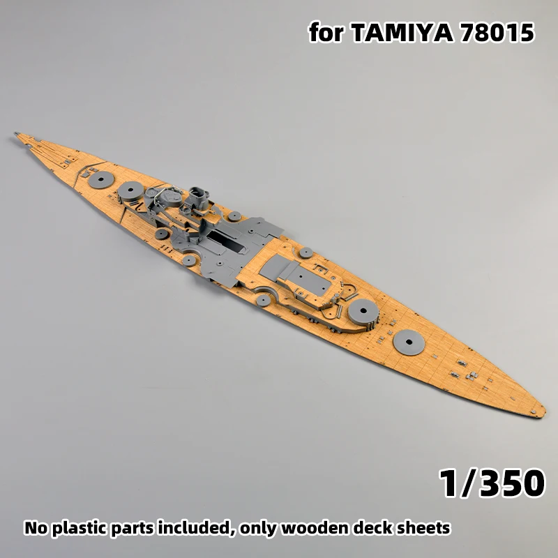 Modell-Upgrade-Teile, lasergeschnittene Holzdeckplatte mit selbstklebender Ankerkette für Tamiya 78015 Deutsches Schlachtschiff Tirpitz 1/350 – Detail 1