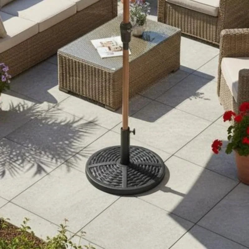 

Parasol Base, Steel Pipe Parasol Bracket, Round Parasol Holder, Suitable for Balconies, Terraces, Gardens-Black.