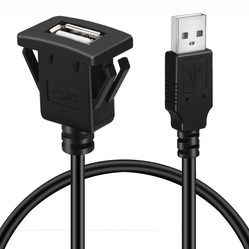 

USB 3.0 Car Mount Flush Cable Male To Female Waterproof Extension For Car Truck Boat Motorcycle Dashboard Panel 1M