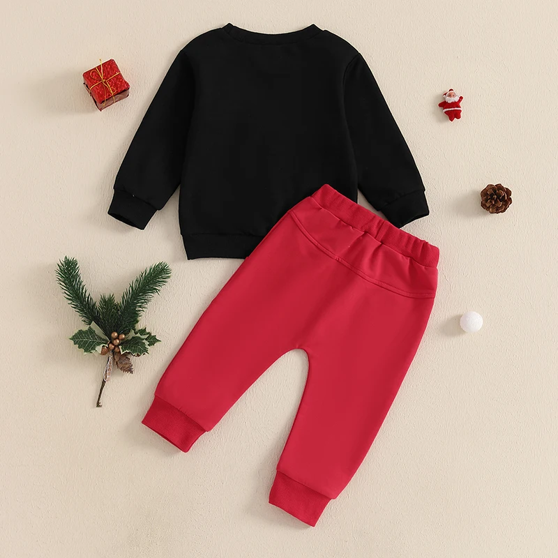 Baby Boy Christmas Outfits Long Sleeve Sweatshirt + Truck Print Pants Set Toddler Winter Clothes