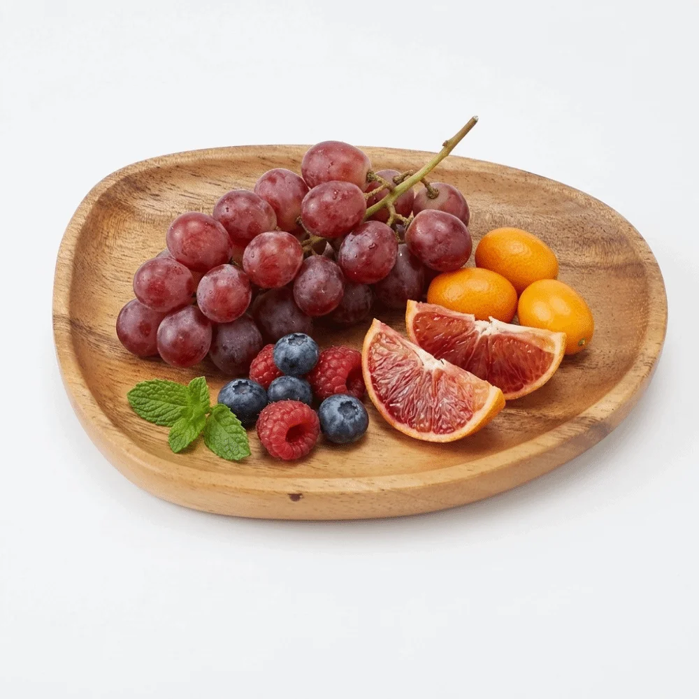Desktop Organizer Wood Wooden Tray Smooth Polished Wood Texture Serving Tray Irregular Shape Practical Food Platter Home Decor