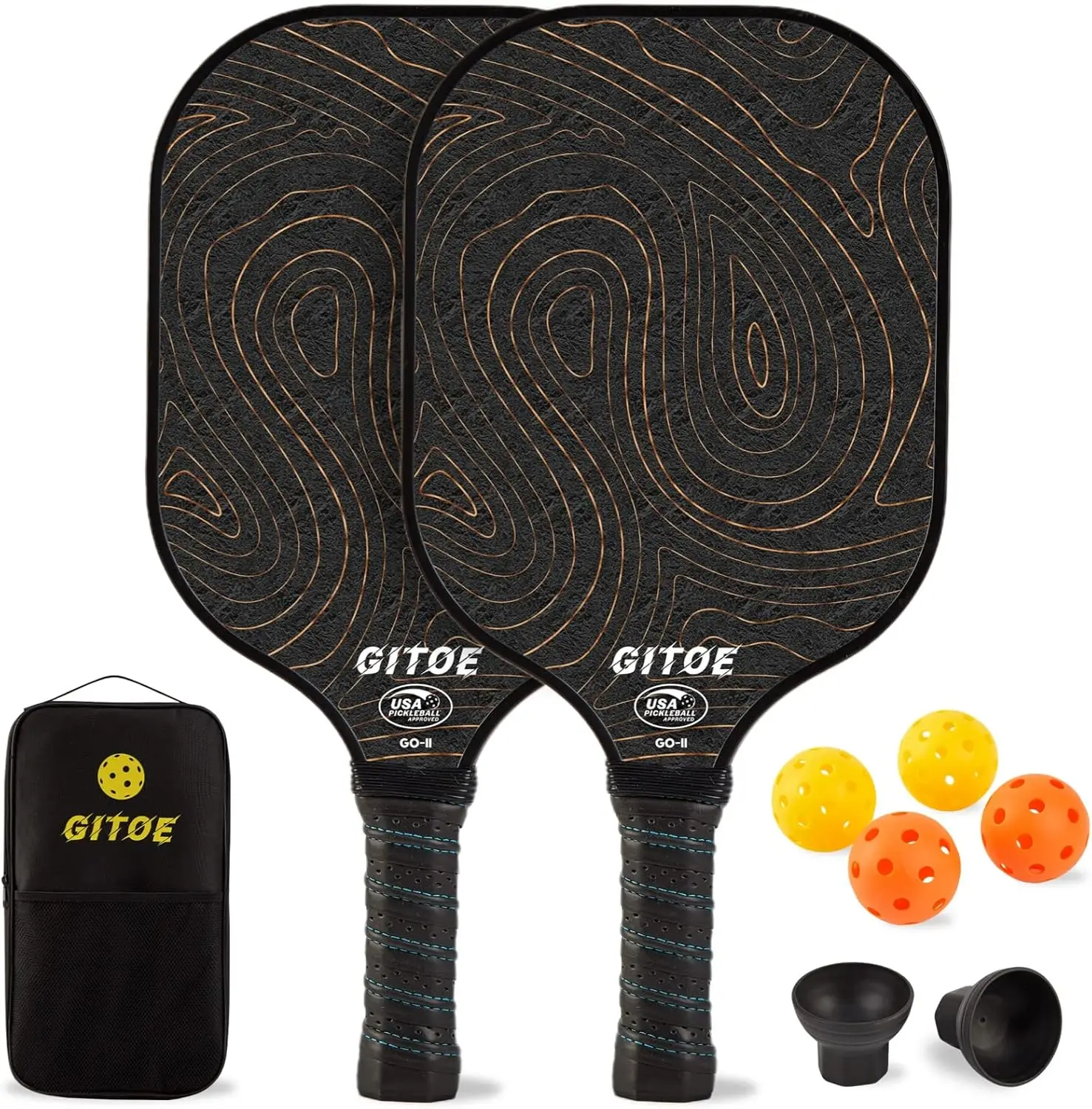 

USAPA Approved Carbon Fiber Pickleball Paddle Set with Cover, Lightweight Graphite Design