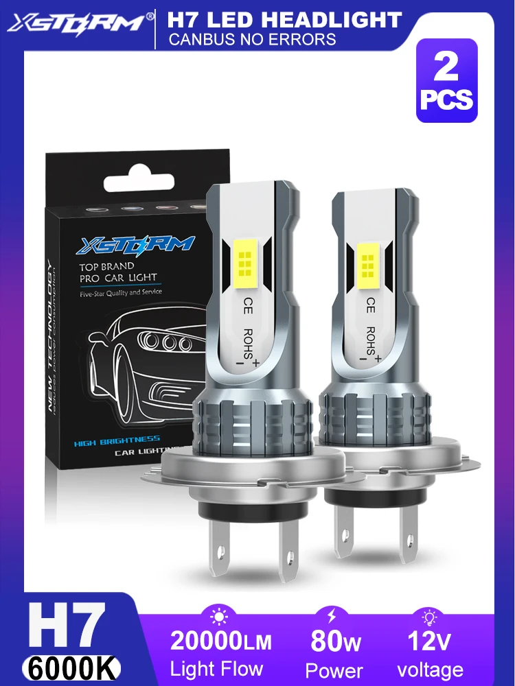 Żarówki LED do świateł przeciwmgielnych XSTORM H7 H4 H11 9005 9006, reflektory LED do samochodu 80W 20000LM 6000K, samochodowe lampy przednie Plug & Play 12V 24V — 2