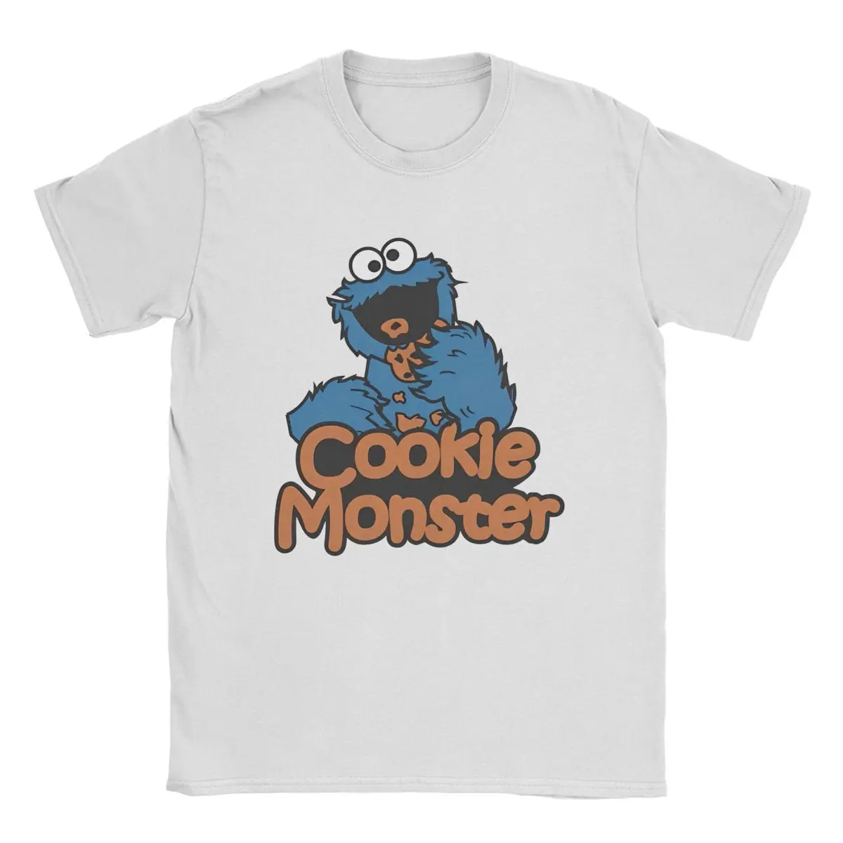 Vintage Sesame Streets Cookie Monster T-Shirt Men Crew Neck Cotton T Shirt Cartoon 80s TV Series Short Sleeve Tee Party