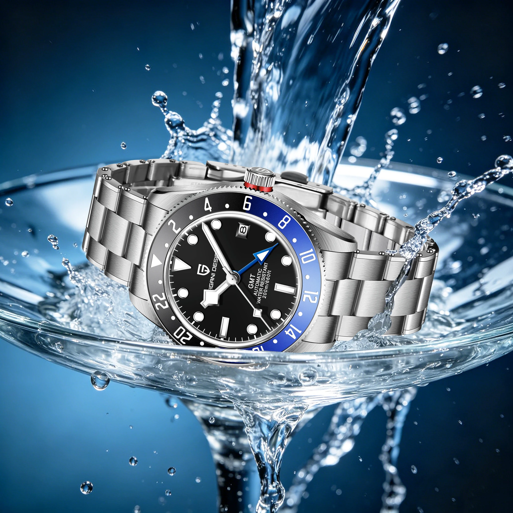 PAGANI DESIGN Business Travel Mens Automatic Mechanical Watch Sapphire Waterproof Stainless Luminous Watch For Mens Office Daily