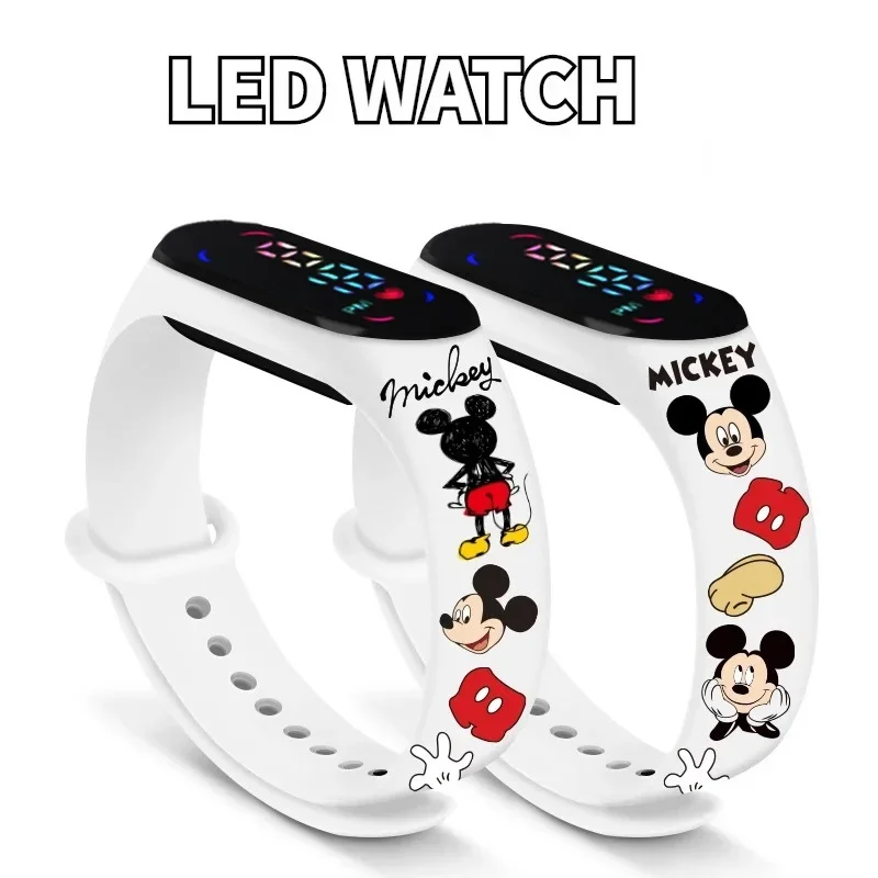 New Disney Mickey Minnie LED Touch Watch Donald DuckBracelet Watch Student Children Sports Cartoon Electronic Watch Present toy