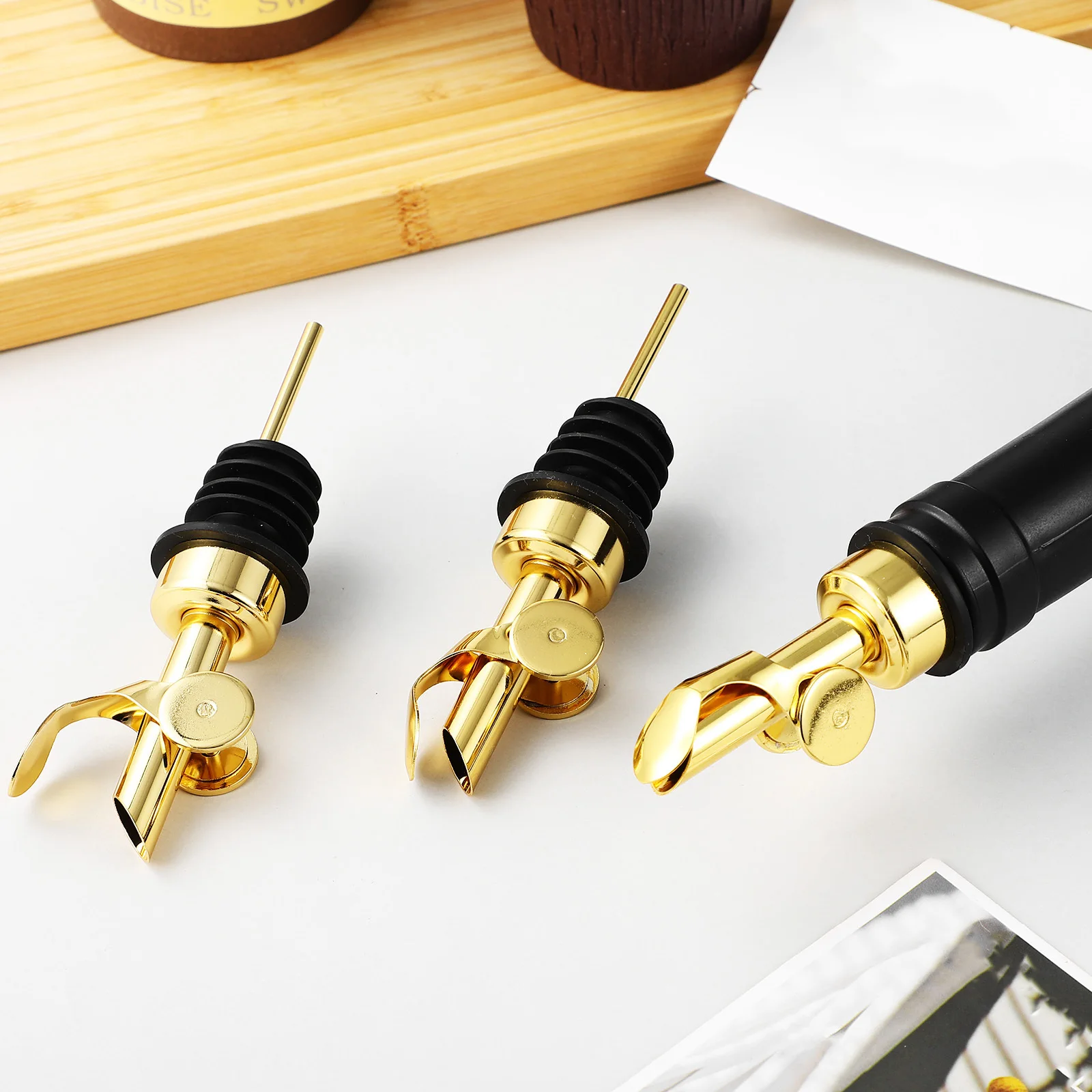 

6Pcs Spirit Pourers for Bar Liquor Bottle Pourers with Caps Automatic Opening Pourer Spouts for Wine Oil Dispenser Use