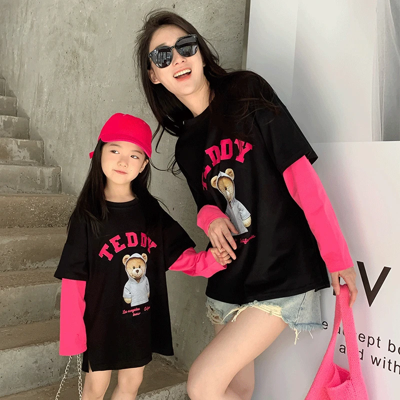 

Mom and Daughter Long Sleeve T Shirts Like Mother Like Son Tshirt Korean Girl Boy Clothes Mommy and Me Matching Fall Tee Shirts