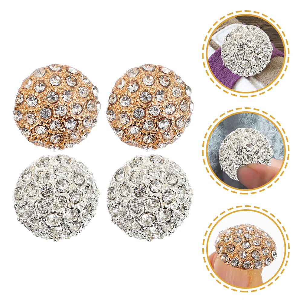 

4 Pcs Decorate Metal Buttons with Diamonds Rhinestone Clothes Alloy for Jeans Jewelry