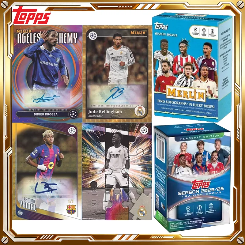 

Коллекционные карточки Topps Flagship UCC 2025-26 и Topps Chrome Merlin UCC 2024-25: Футбольные клубные карты UEFA, загадочные коробки-сюрпризы, игрушки, подарки на день рождения для мальчиков и девочек