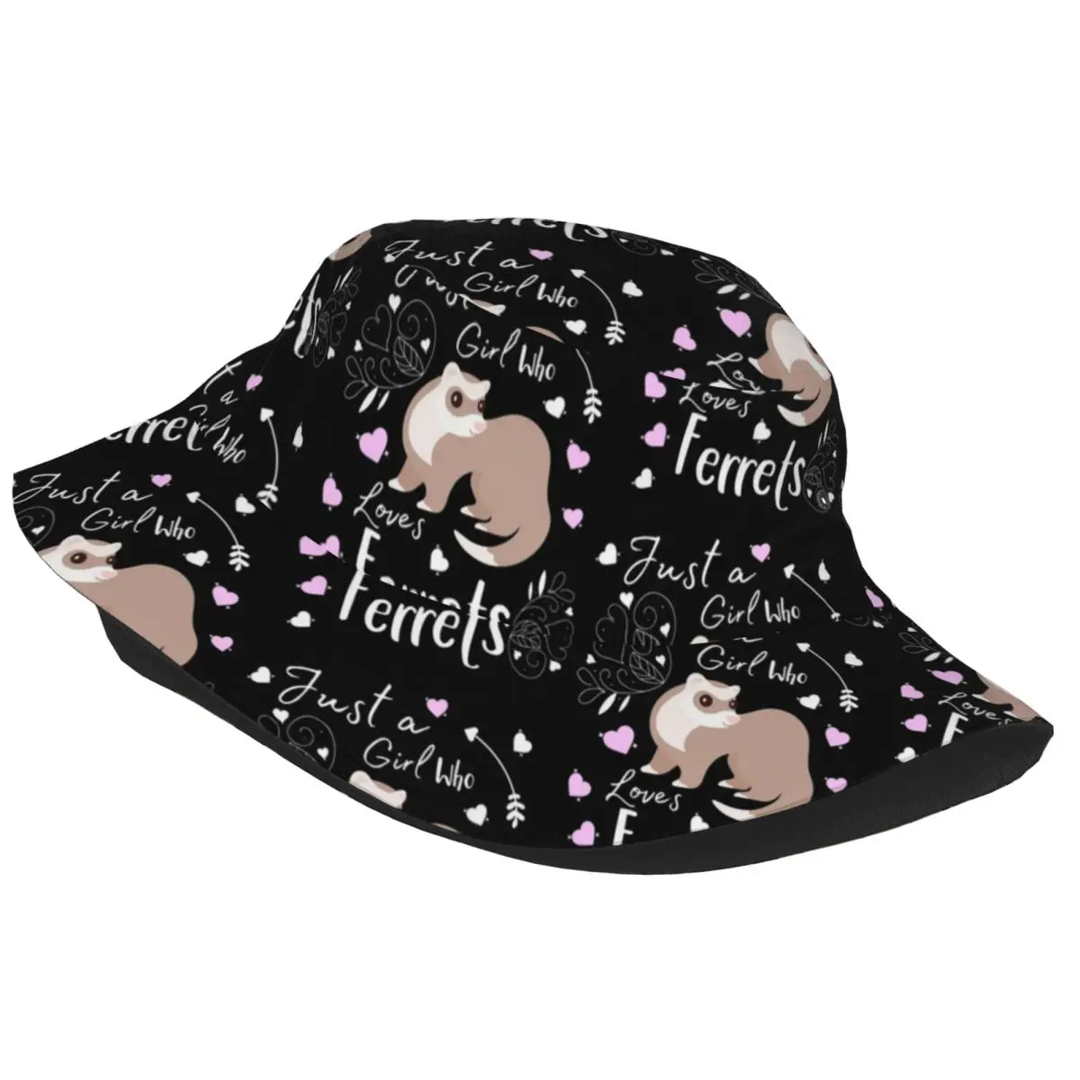 Ferret Animal Bucket Hat Summer Beach Hatwear Accessories Wildlife Rodent Weasel Fishing Caps for Sport Women Irish Country Hat