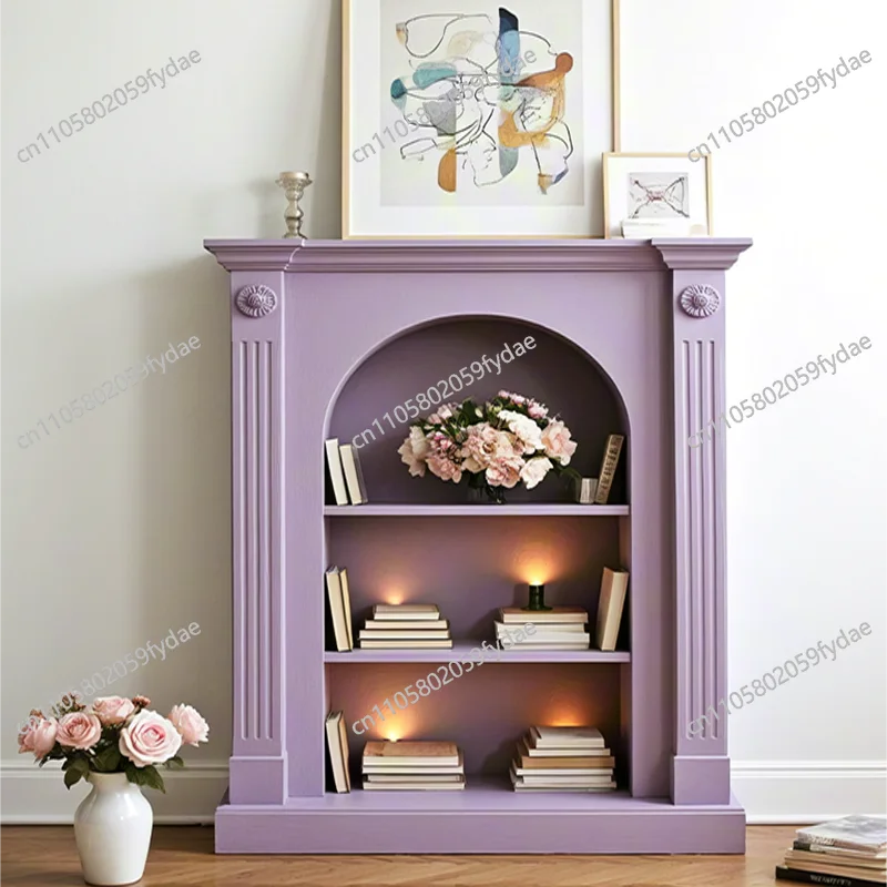 New pink fireplace cabinet French living room home decoration cabinet American solid wood porch cabinet