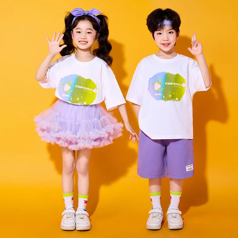 Estate Bambino sport cool palcoscenico pantaloni da ballo di strada vestito ragazza costume per ragazzo breakdance studente attirando abbigliamento camicia esibirsi