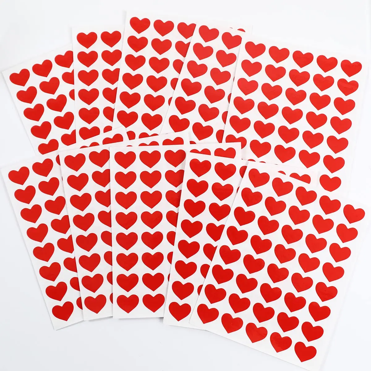 10-Pack of Mini Red Heart Stickers, Sweet and Cute Style, Sealing and Decorative Stickers, Suitable for Wedding Favors and Journaling Collages