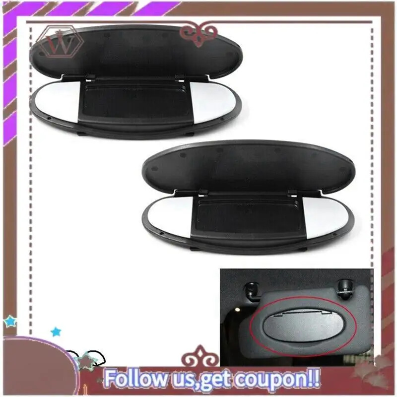 

A57E-2Pcs Car Sun Visor Vanity Mirror Cover Black For BMW MINI Cooper R55 R56 R60 2007-2015 51167361833 51167361834 Parts