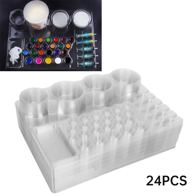 24pcs Disposable Porous Tattoo Ink Tray Sponge Cup Cartridges Needle Pigment Cup Storage Holder Microblading Tattoo Accessories