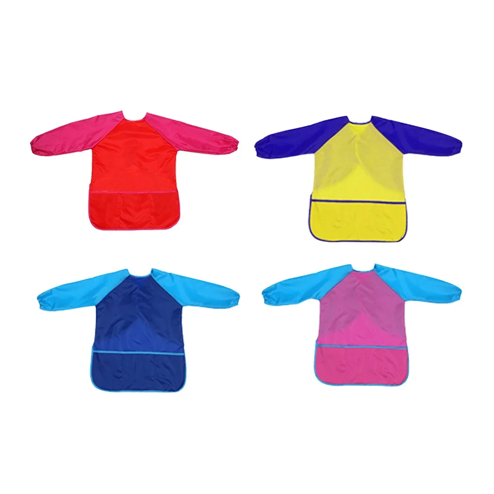 

4 Pcs Kids Smock Waterproof Long Sleeve Painting Aprons Cartoon Child Reusable Easy Clean Stain Protection
